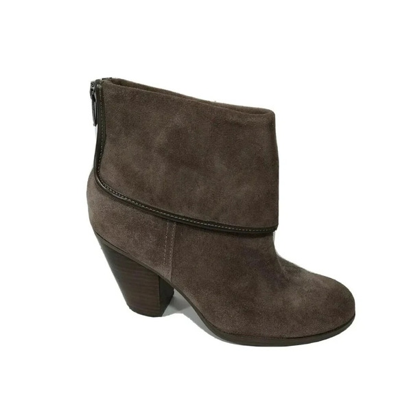 Vince Camuto Booties Suede Leather Women Size 8.5 Brown Zip Closure Block Heel - Picture 1 of 10